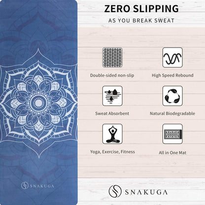 Travel Yoga Mat, Non Slip Exercise Suede Mat with Carry Bag, All-Purpose Fitness Mat with High Density Anti-Tear Surface for Women, Ideal for Pilates Workout (72'' X 24'' X 1.5Mm Thick)